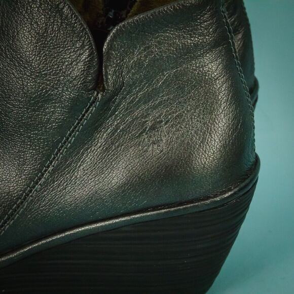 Fly London 38 Size 7.5 8 US Graphite Gray Yip Zip Leather Wedge Ankle Boots - Picture 3 of 7